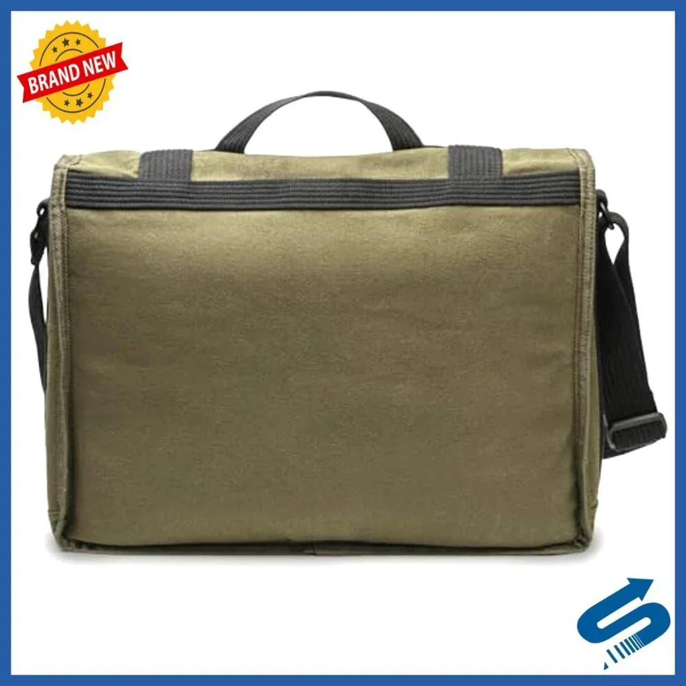 Classic Canvas Messenger Bag Padded Laptop Compartment Durable Travel Essential